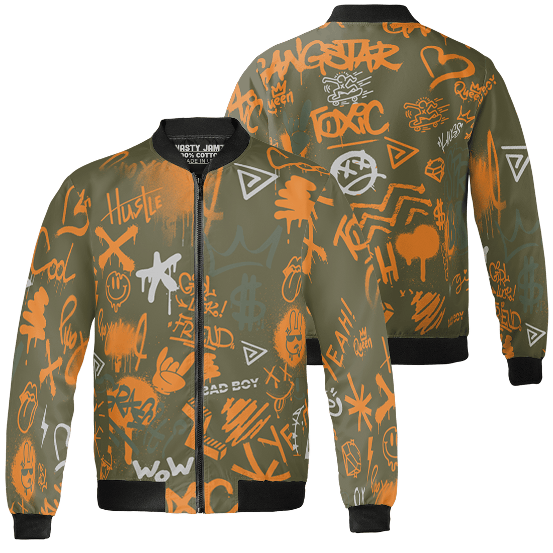 Olive 5s Jacket Match Graffiti King 3D All-Over Print Doodle Style - NastyJamz