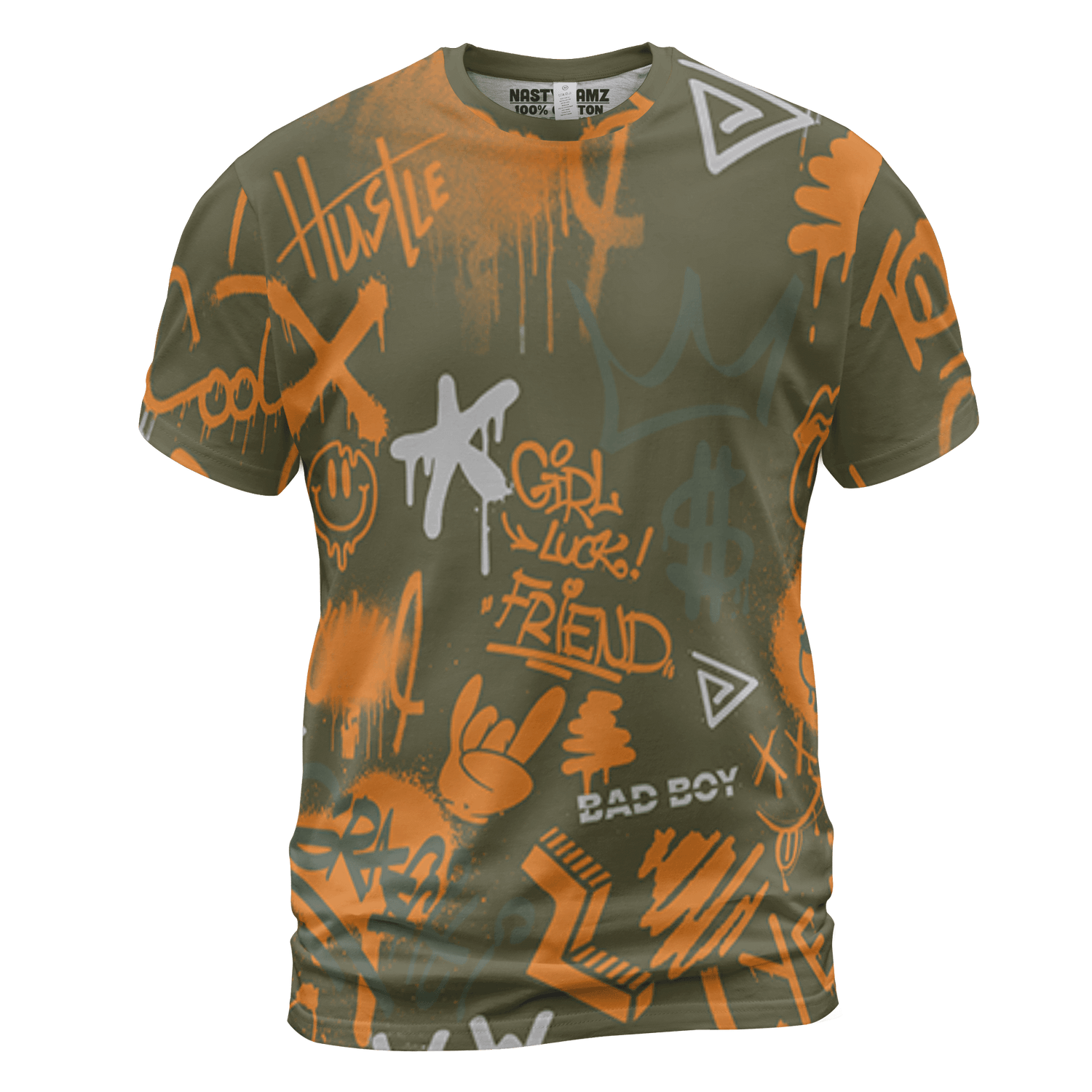 Olive 5s T Shirt Match Graffiti King 3D All-Over Print Doodle Style - NastyJamz