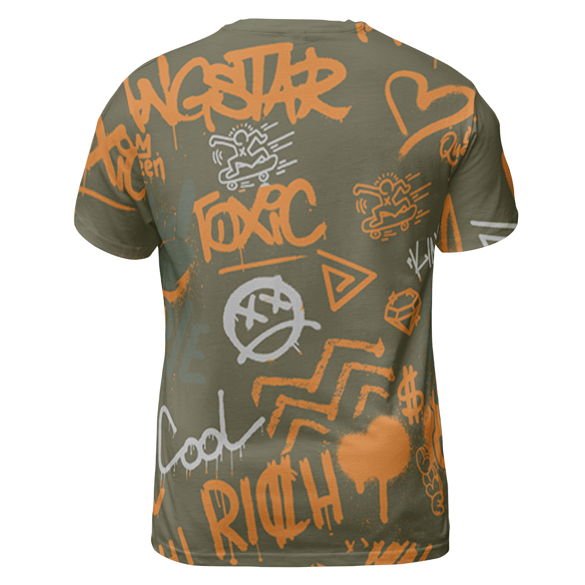 Olive 5s T Shirt Match Graffiti King 3D All-Over Print Doodle Style - NastyJamz