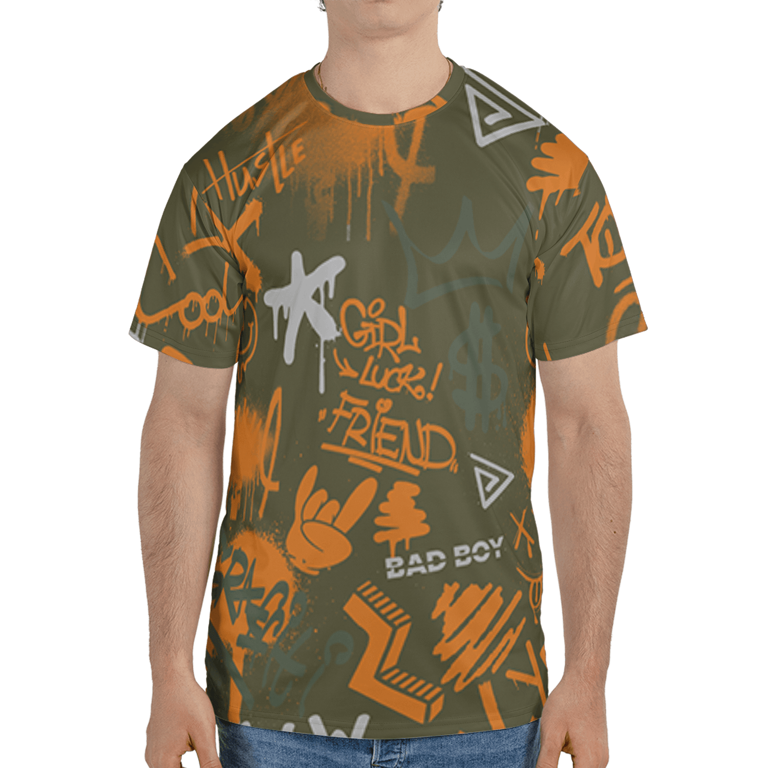 Olive 5s T Shirt Match Graffiti King 3D All-Over Print Doodle Style - NastyJamz