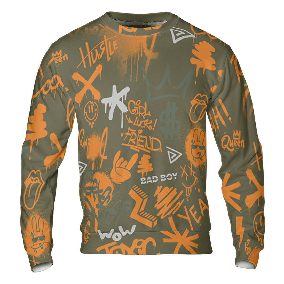 Olive 5s Sweatshirt Match Graffiti King 3D All-Over Print Doodle Style - NastyJamz