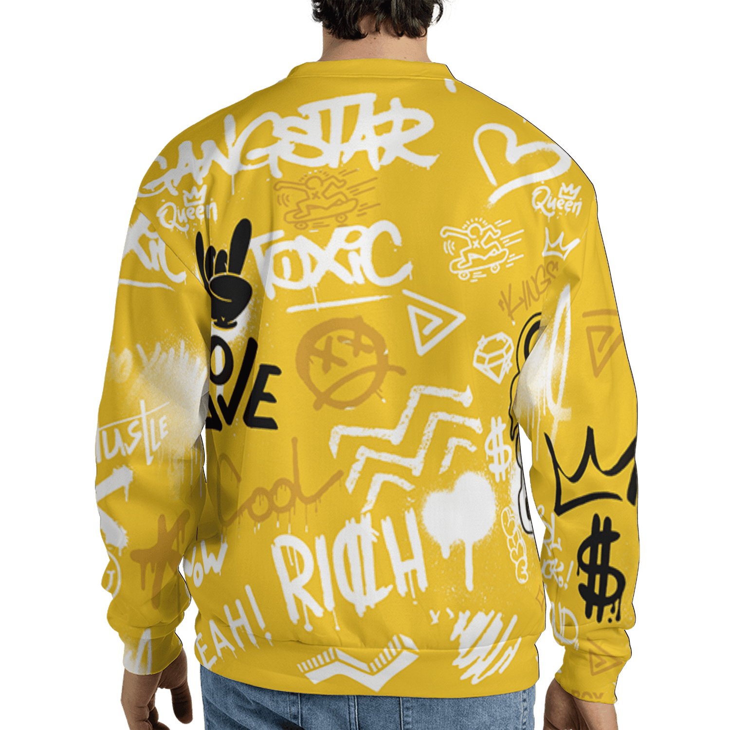 Yellow Ochre 6s Sweatshirt Match Graffiti King 3D All-Over Print Doodle Style - NastyJamz