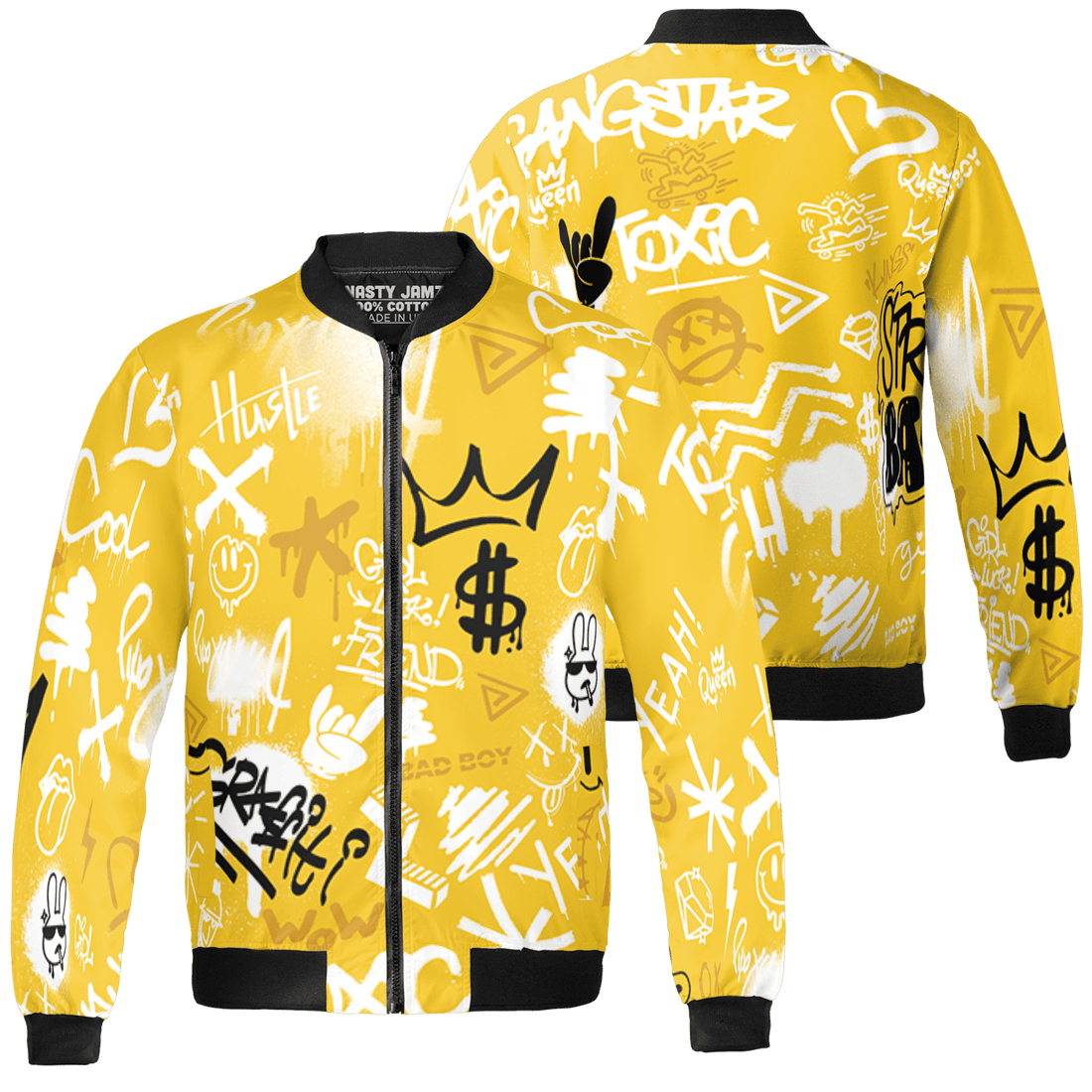 Yellow Ochre 6s Jacket Match Graffiti King 3D All-Over Print Doodle Style - NastyJamz