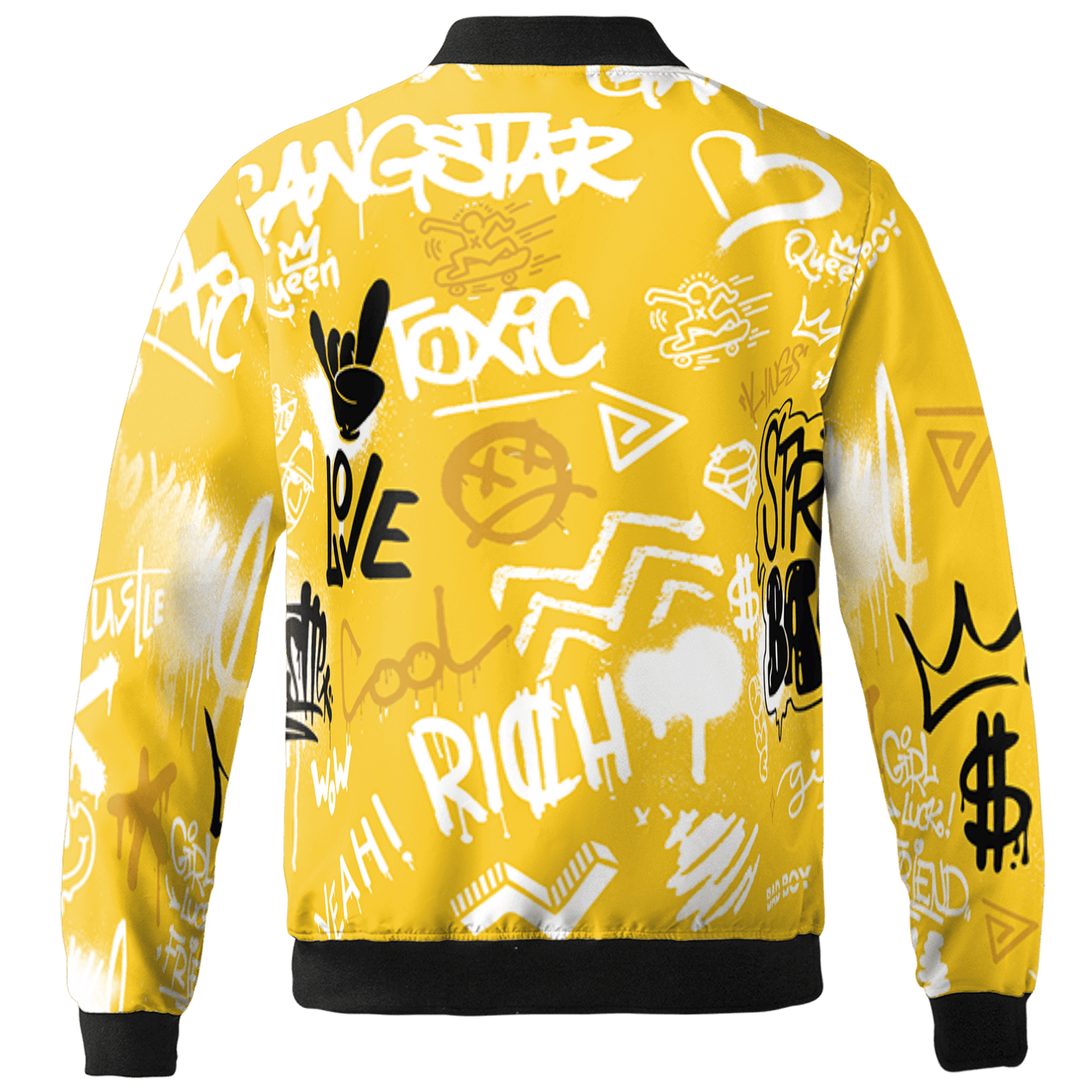 Yellow Ochre 6s Jacket Match Graffiti King 3D All-Over Print Doodle Style - NastyJamz