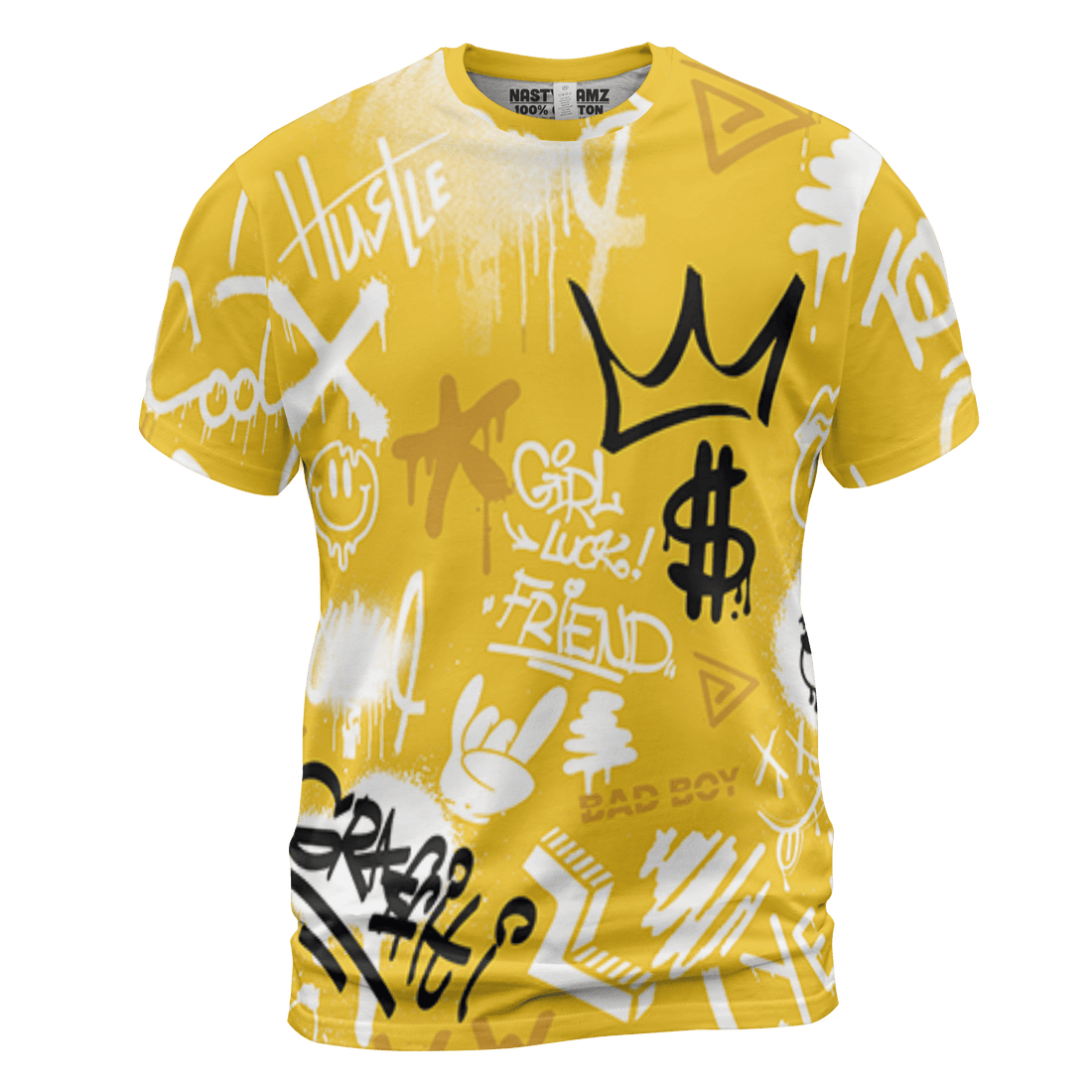 Yellow Ochre 6s T Shirt Match Graffiti King 3D All-Over Print Doodle Style - NastyJamz