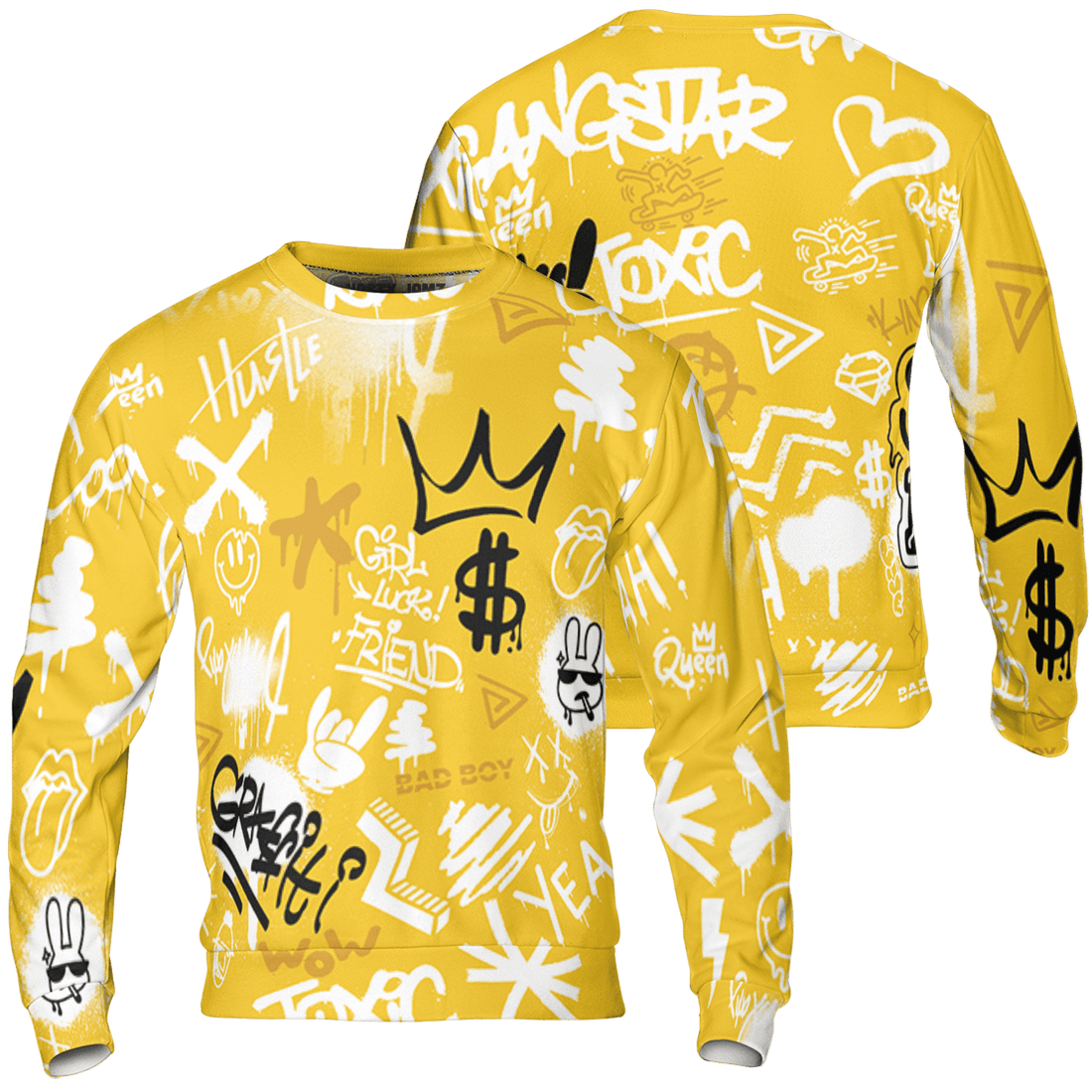 Yellow Ochre 6s Sweatshirt Match Graffiti King 3D All-Over Print Doodle Style - NastyJamz