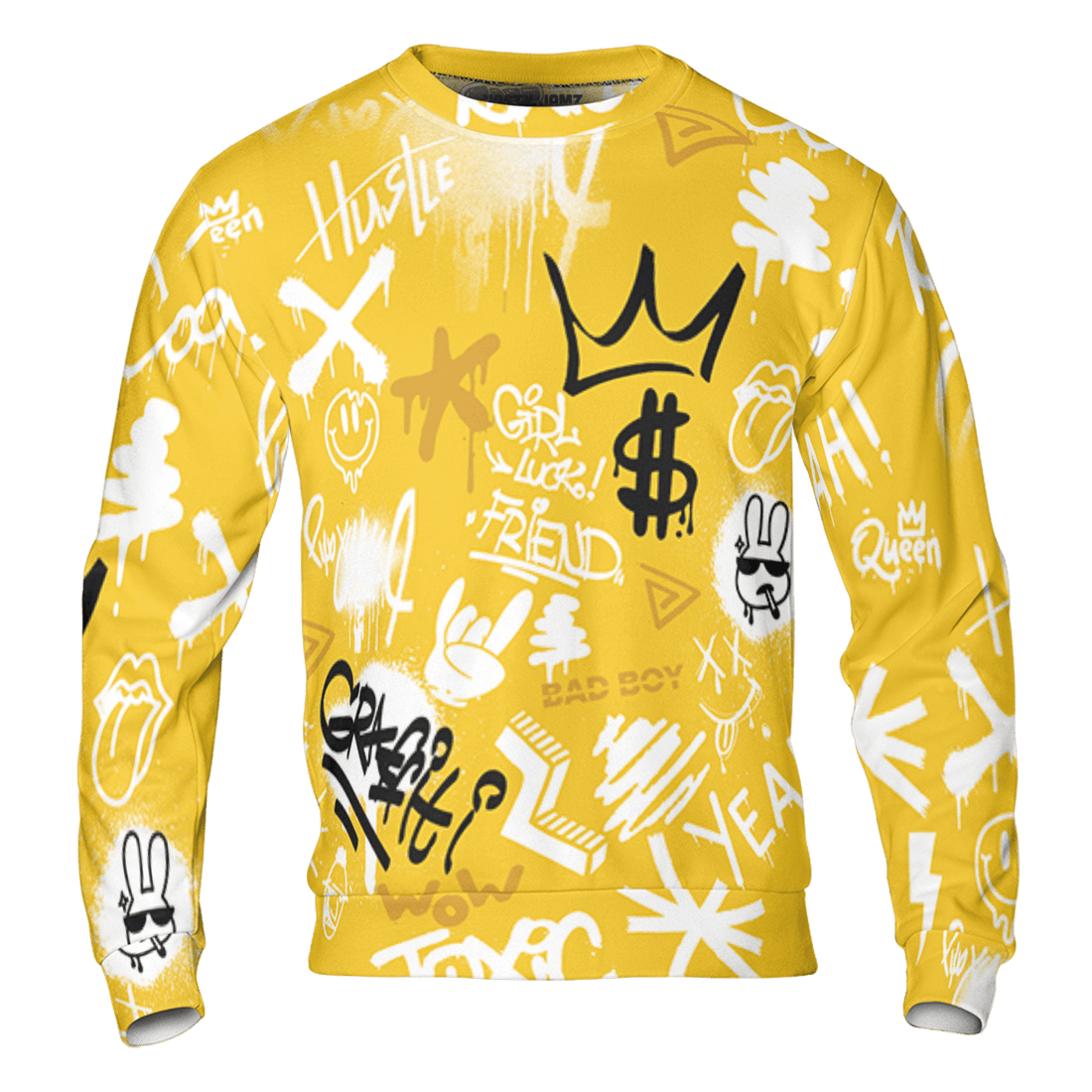 Yellow Ochre 6s Sweatshirt Match Graffiti King 3D All-Over Print Doodle Style - NastyJamz