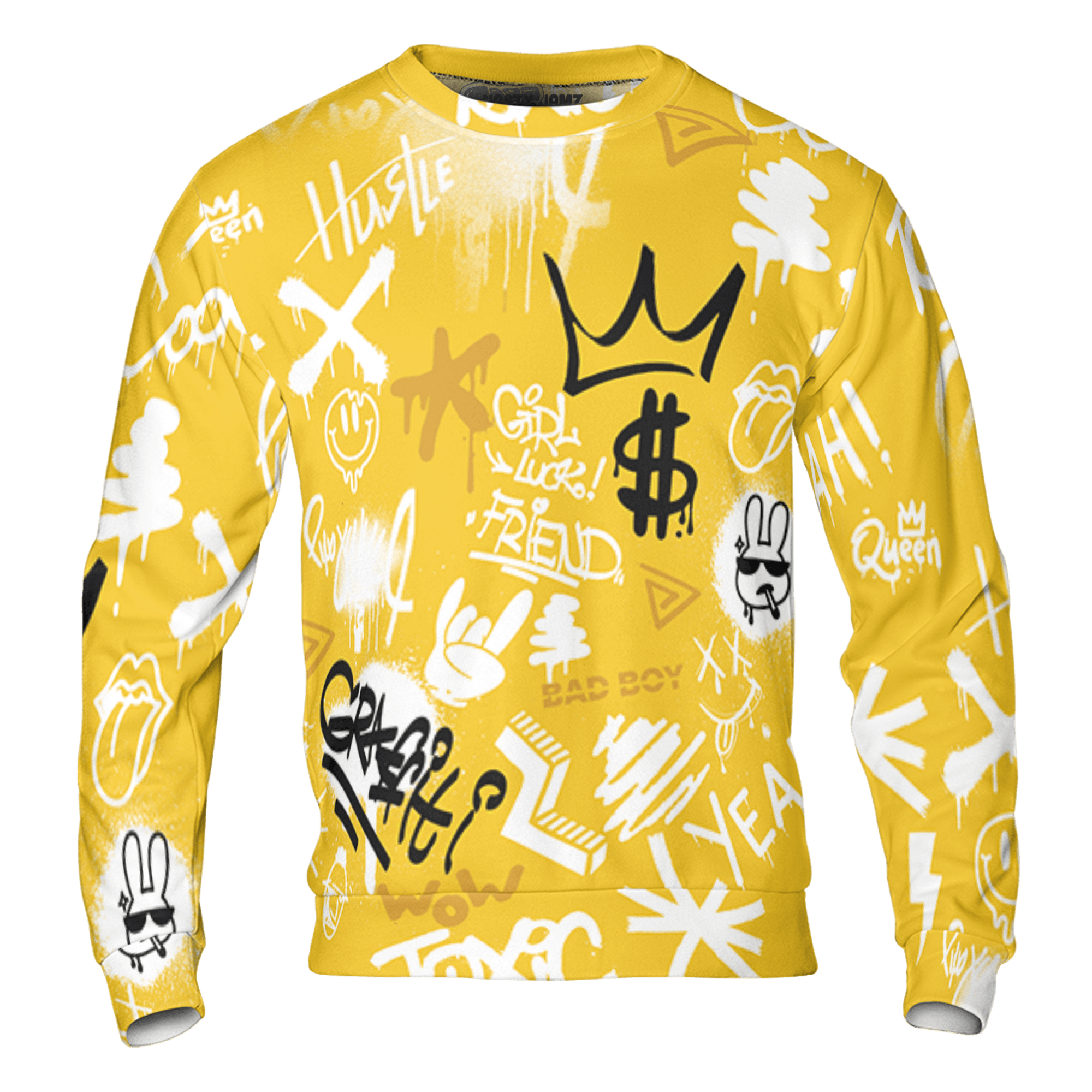 Yellow Ochre 6s Sweatshirt Match Graffiti King 3D All-Over Print Doodle Style - NastyJamz