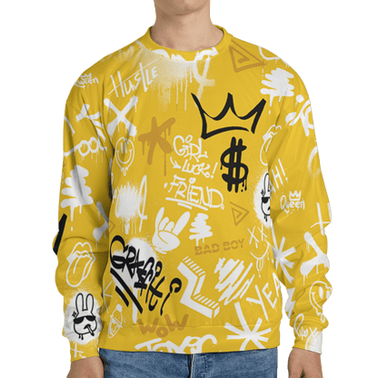 Yellow Ochre 6s Sweatshirt Match Graffiti King 3D All-Over Print Doodle Style - NastyJamz