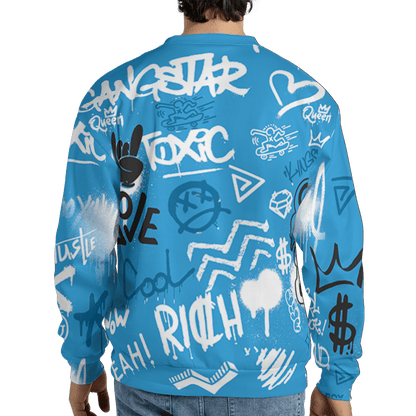 Powder Blue 9s Sweatshirt Match Graffiti King 3D All-Over Print Doodle Style - NastyJamz