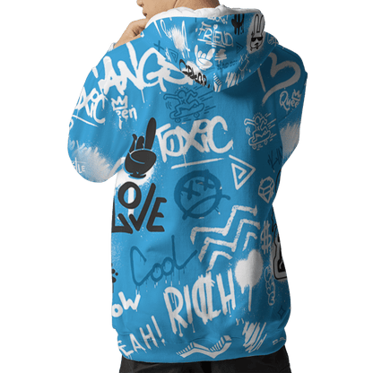 Powder Blue 9s Hoodie Match Graffiti King 3D All-Over Print Doodle Style - NastyJamz
