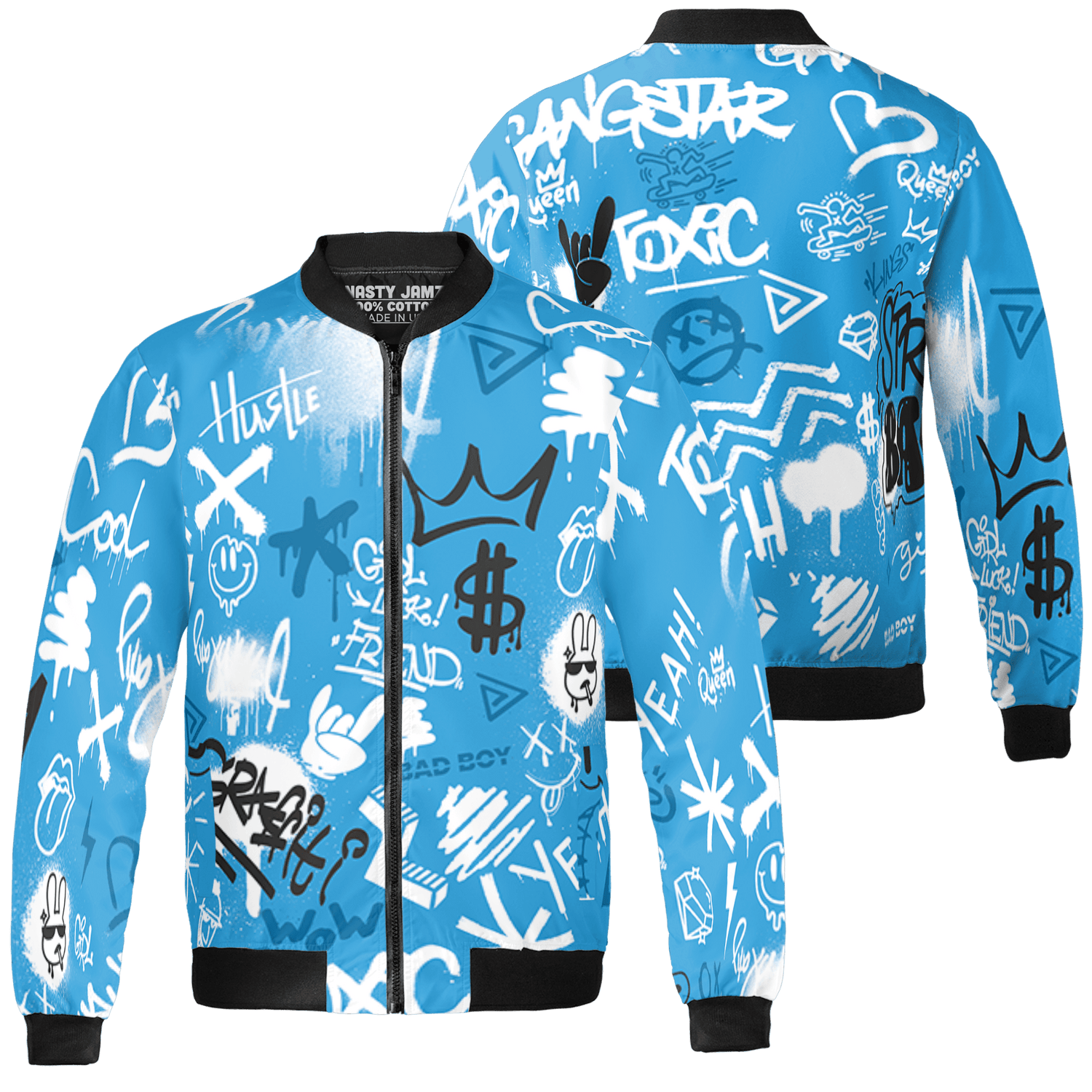 Powder Blue 9s Jacket Match Graffiti King 3D All-Over Print Doodle Style - NastyJamz