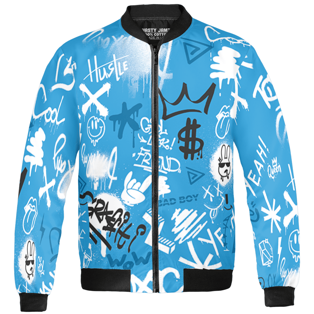 Powder Blue 9s Jacket Match Graffiti King 3D All-Over Print Doodle Style - NastyJamz