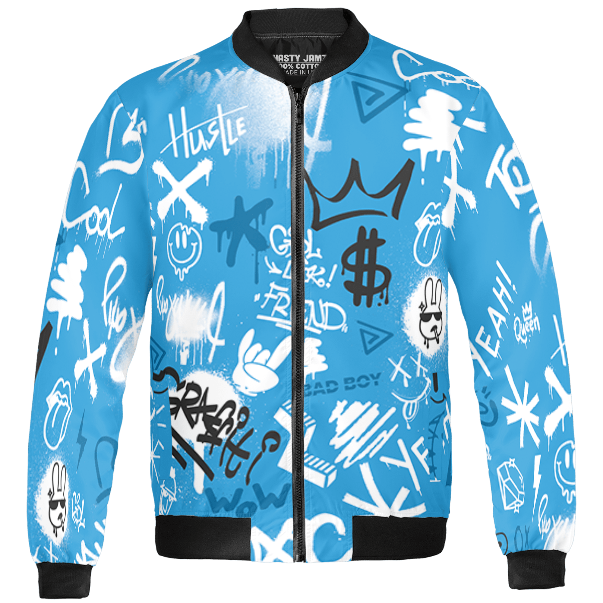Powder Blue 9s Jacket Match Graffiti King 3D All-Over Print Doodle Style - NastyJamz