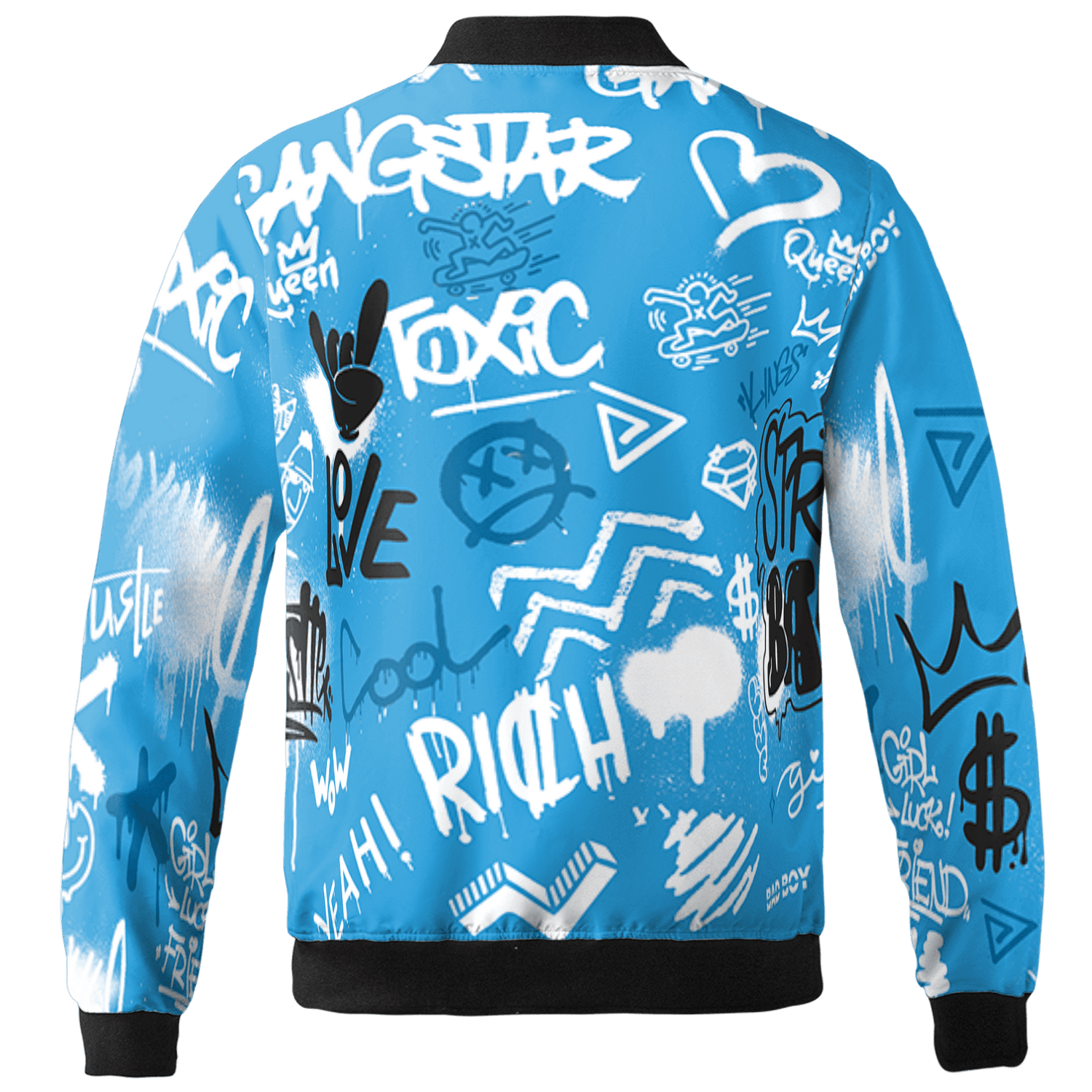 Powder Blue 9s Jacket Match Graffiti King 3D All-Over Print Doodle Style - NastyJamz