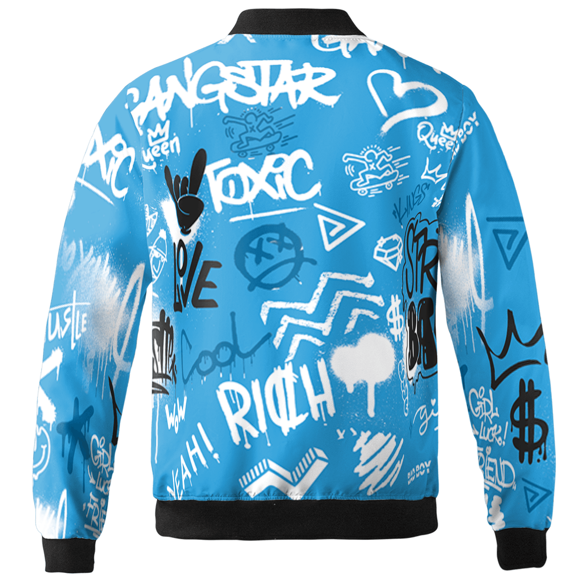 Powder Blue 9s Jacket Match Graffiti King 3D All-Over Print Doodle Style - NastyJamz