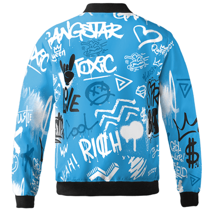 Powder Blue 9s Jacket Match Graffiti King 3D All-Over Print Doodle Style - NastyJamz