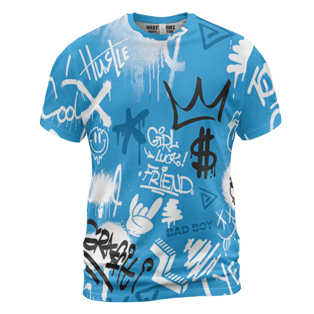 Powder Blue 9s T Shirt Match Graffiti King 3D All-Over Print Doodle Style - NastyJamz