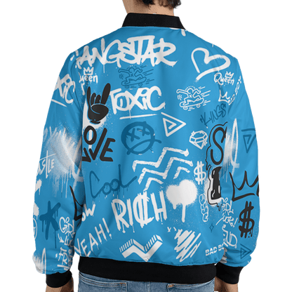 Powder Blue 9s Jacket Match Graffiti King 3D All-Over Print Doodle Style - NastyJamz