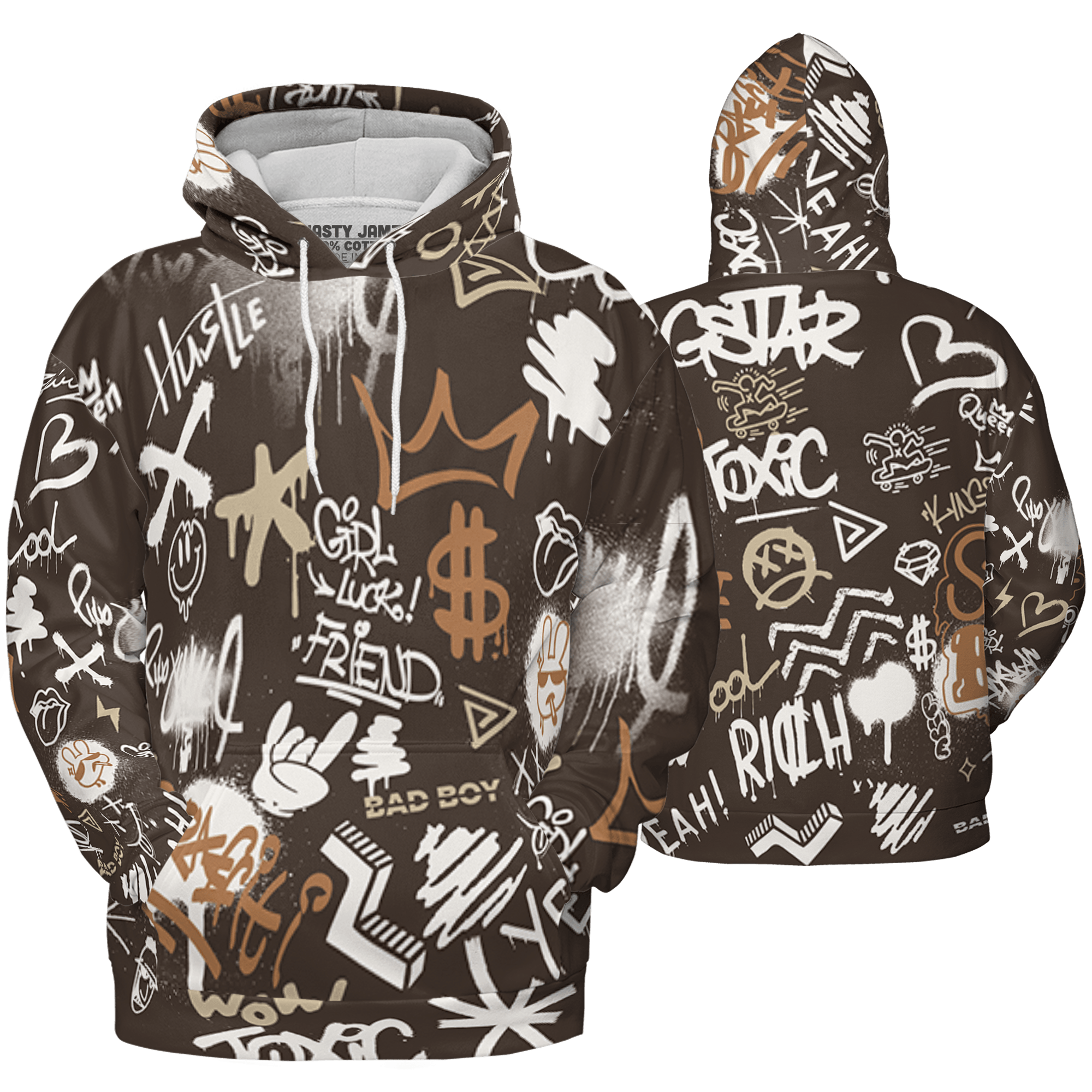 Jumpman Jack Hoodie Match Graffiti King 3D All-Over Print Doodle Style - NastyJamz