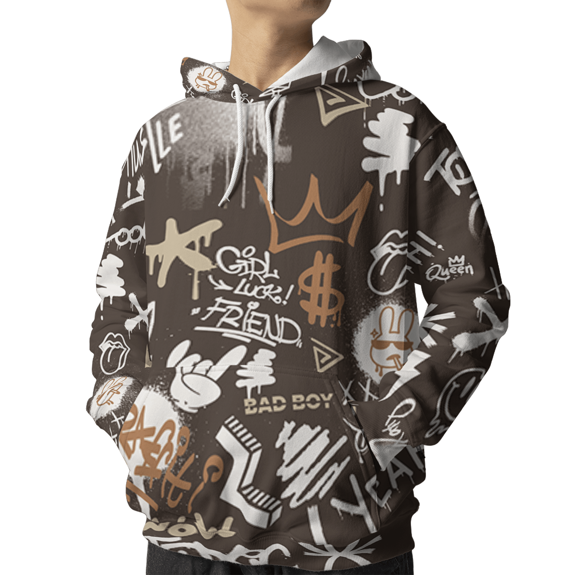 Jumpman Jack Hoodie Match Graffiti King 3D All-Over Print Doodle Style - NastyJamz