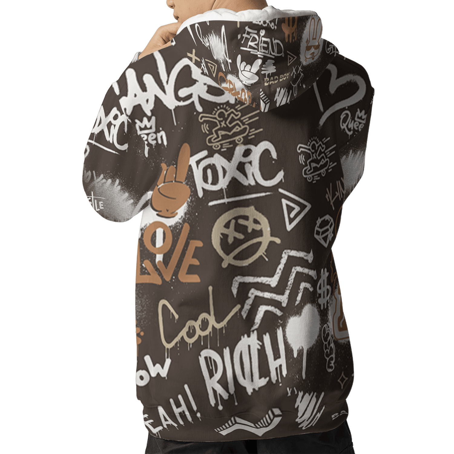 Jumpman Jack Hoodie Match Graffiti King 3D All-Over Print Doodle Style - NastyJamz