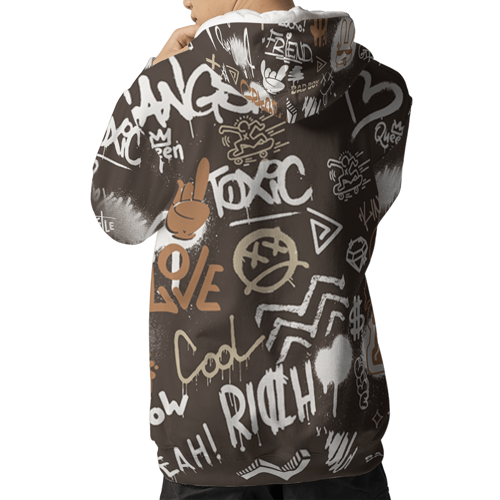 Jumpman Jack Hoodie Match Graffiti King 3D All-Over Print Doodle Style - NastyJamz