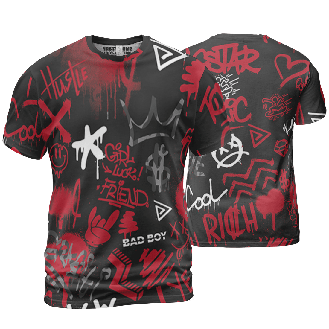 Spizike Low Bred T Shirt Match Graffiti King 3D All-Over Print Doodle Style - NastyJamz