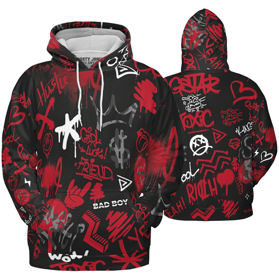 Spizike Low Bred Hoodie Match Graffiti King 3D All-Over Print Doodle Style - NastyJamz
