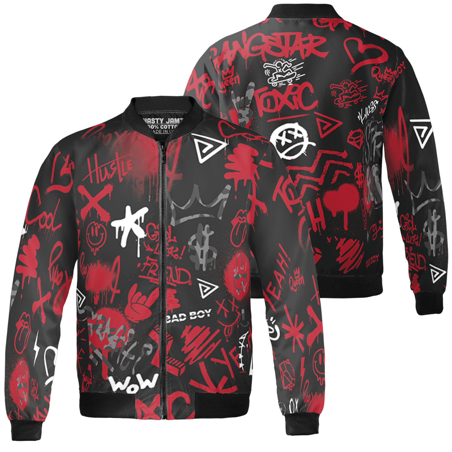 Spizike Low Bred Jacket Match Graffiti King 3D All-Over Print Doodle Style - NastyJamz