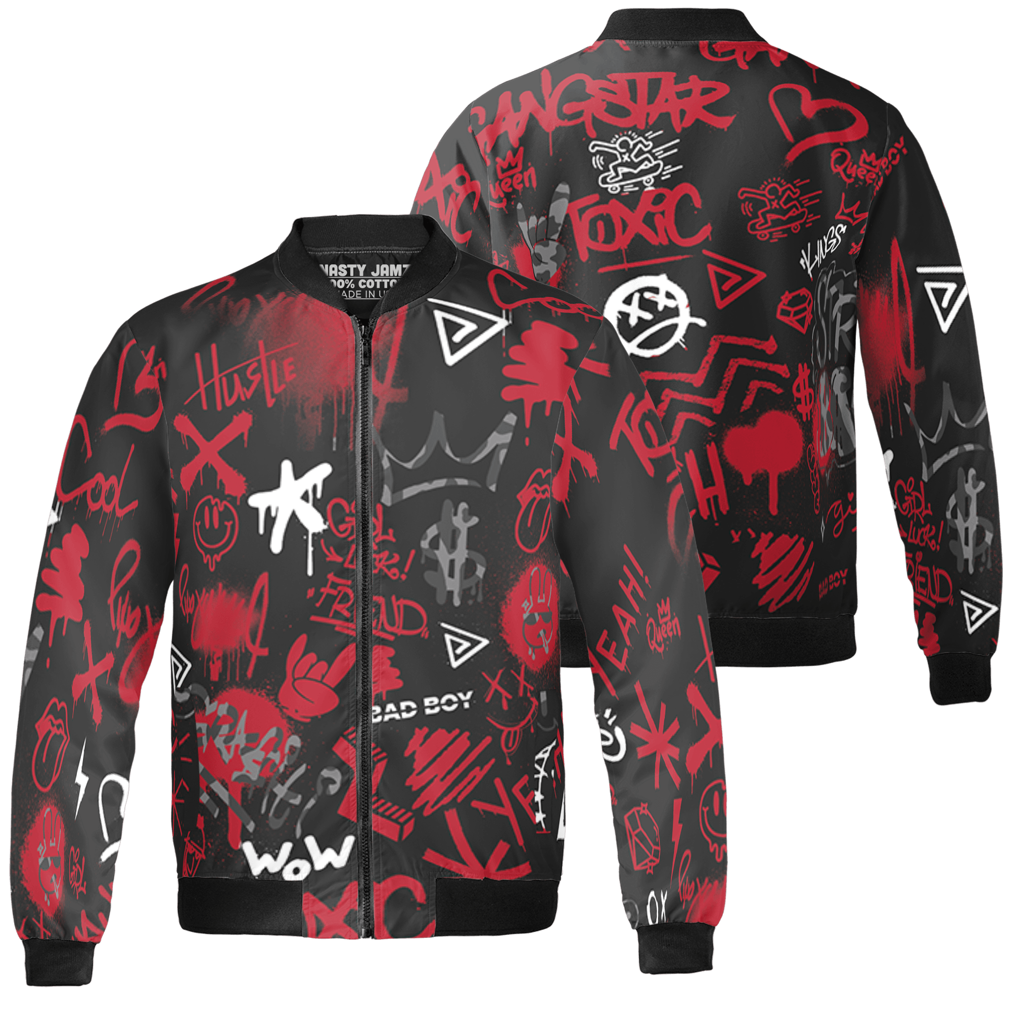 Spizike Low Bred Jacket Match Graffiti King 3D All-Over Print Doodle Style - NastyJamz