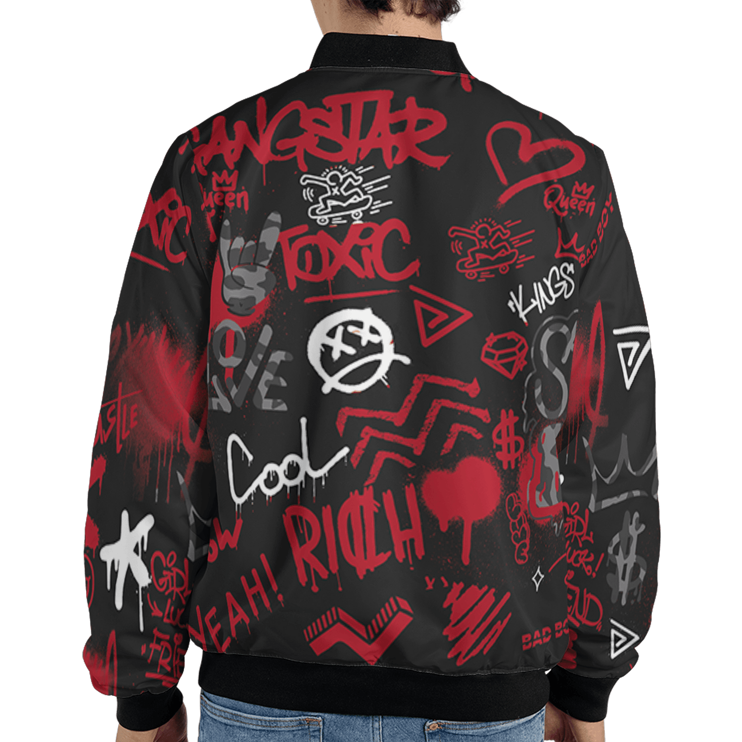 Spizike Low Bred Jacket Match Graffiti King 3D All-Over Print Doodle Style - NastyJamz