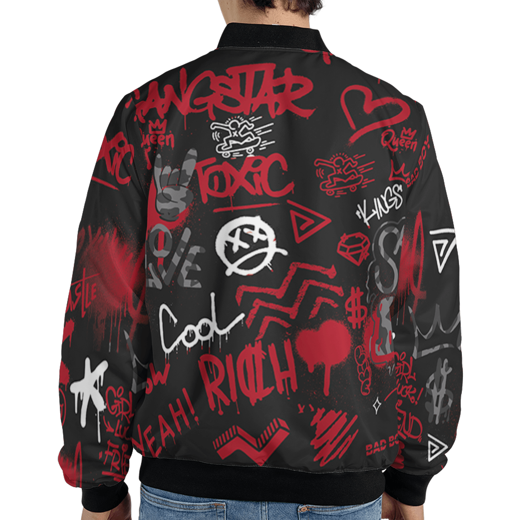 Spizike Low Bred Jacket Match Graffiti King 3D All-Over Print Doodle Style - NastyJamz