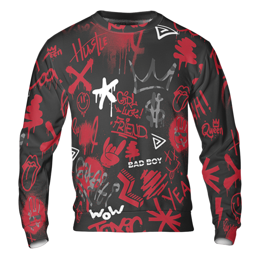Spizike Low Bred Sweatshirt Match Graffiti King 3D All-Over Print Doodle Style - NastyJamz