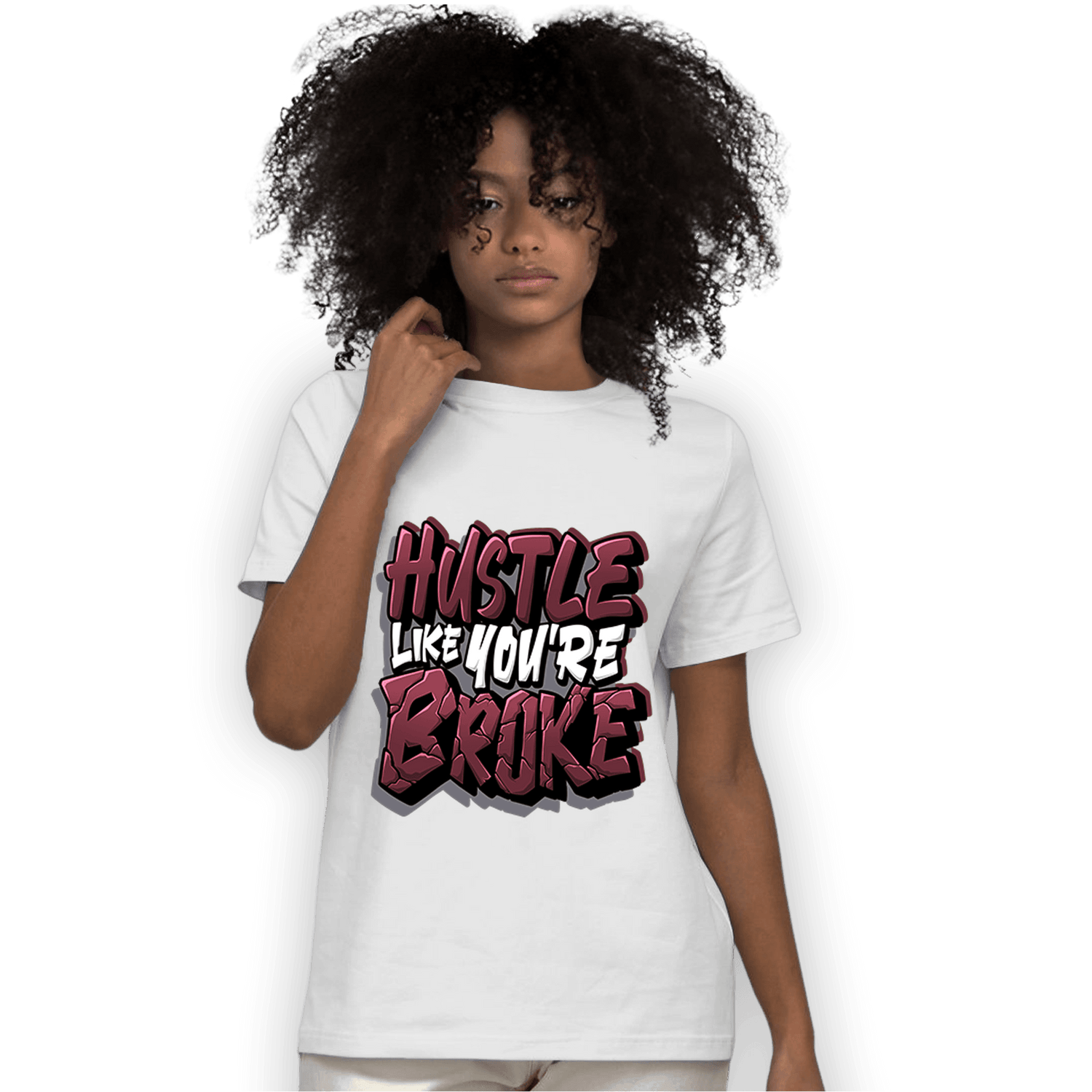 Burgundy 5s T Shirt Match Hustle Like Broke - NastyJamz