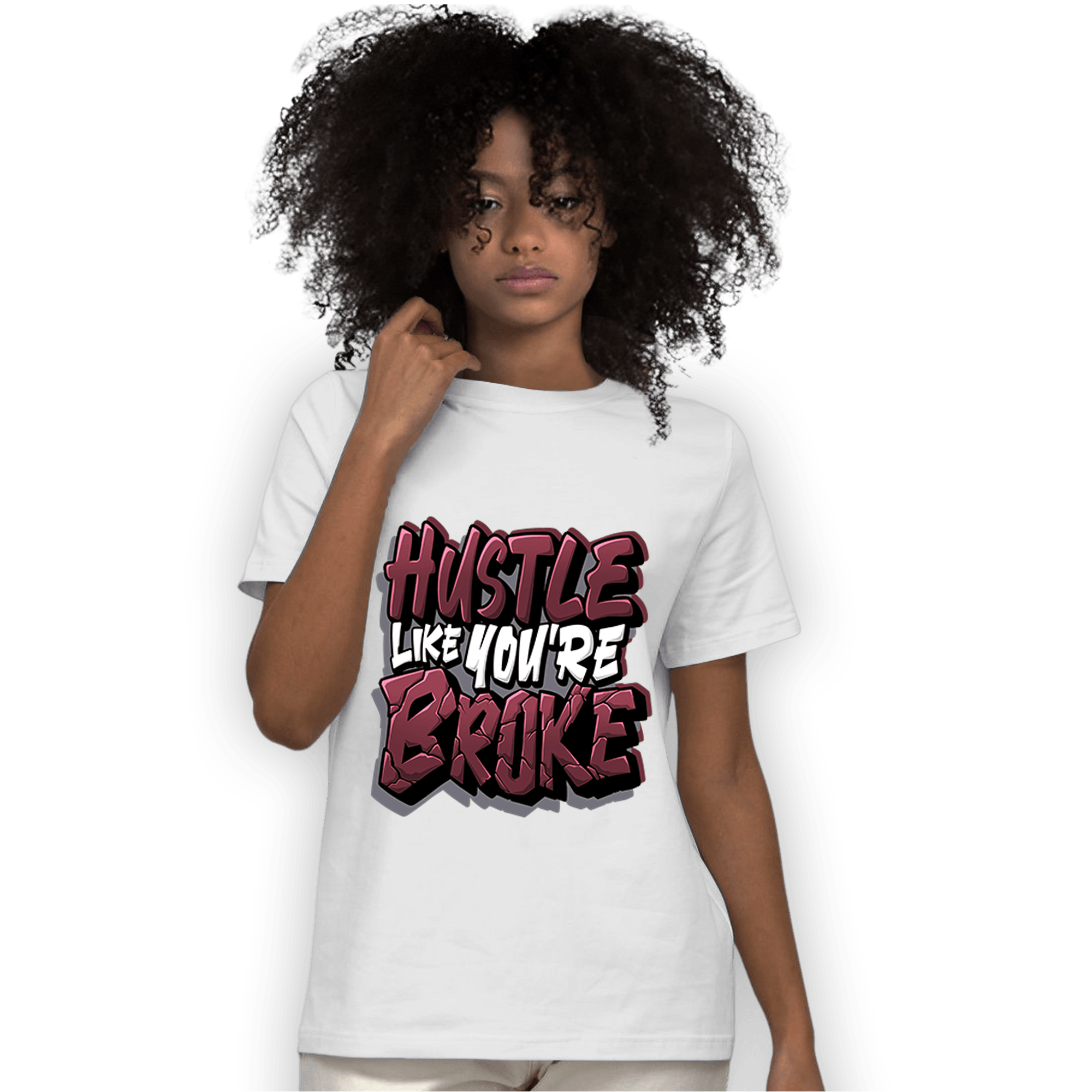 Burgundy 5s T Shirt Match Hustle Like Broke - NastyJamz