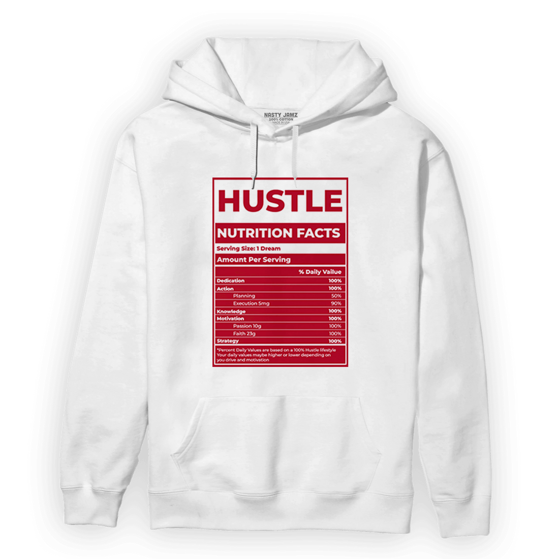 Cherry 11s Hoodie Match Hustle Nutrition Facts - NastyJamz