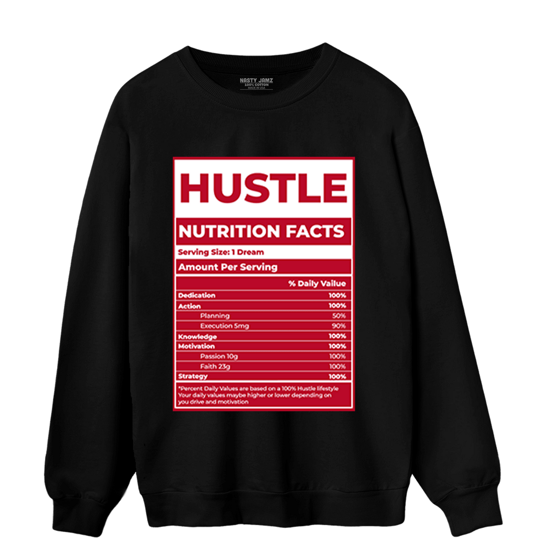 Cherry 11s Sweatshirt Match Hustle Nutrition Facts - NastyJamz