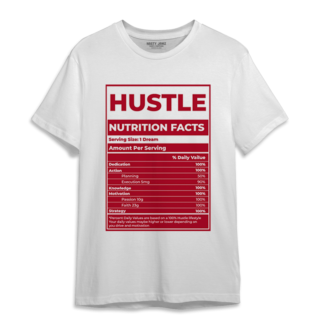 Cherry 11s T Shirt Match Hustle Nutrition Facts - NastyJamz