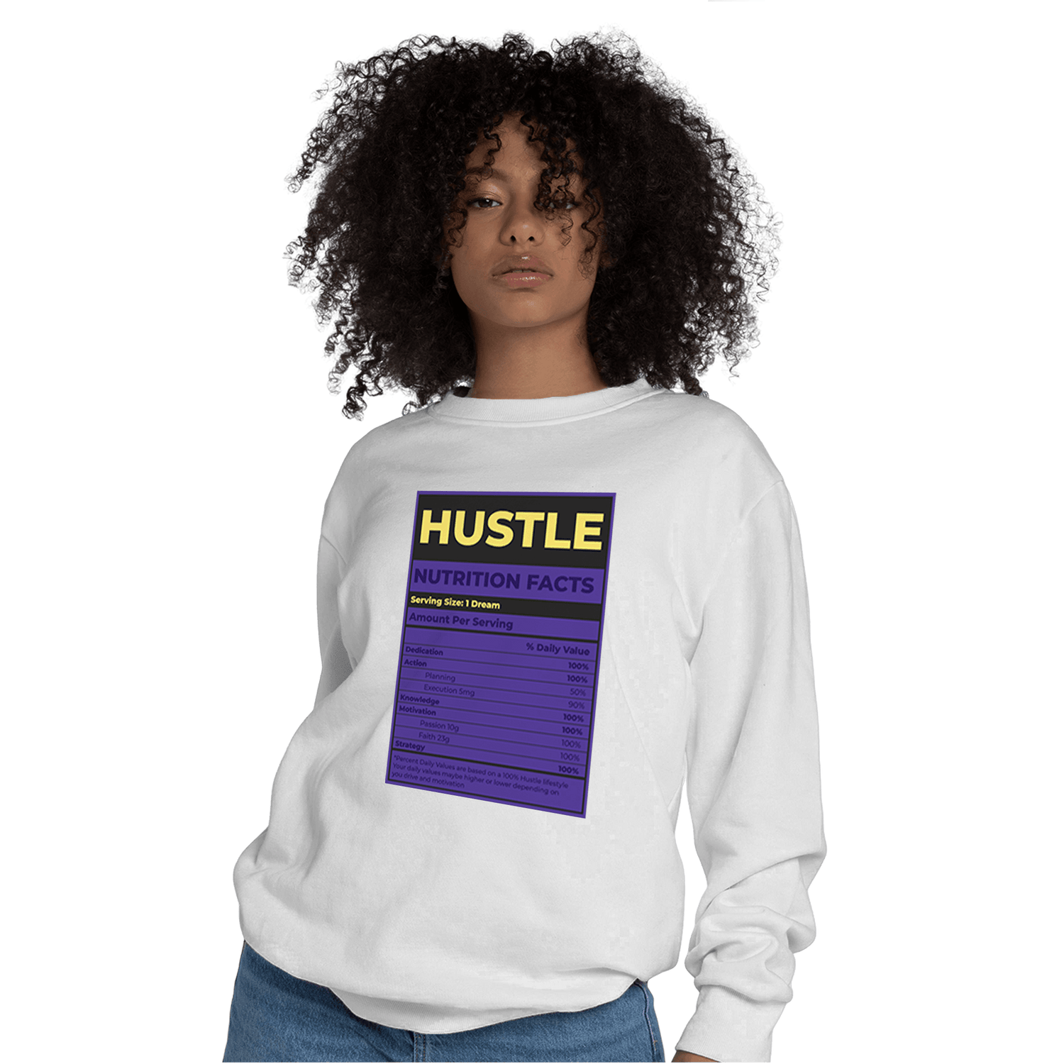 Field Purple 12s Sweatshirt Match Hustle Nutrition Facts - NastyJamz