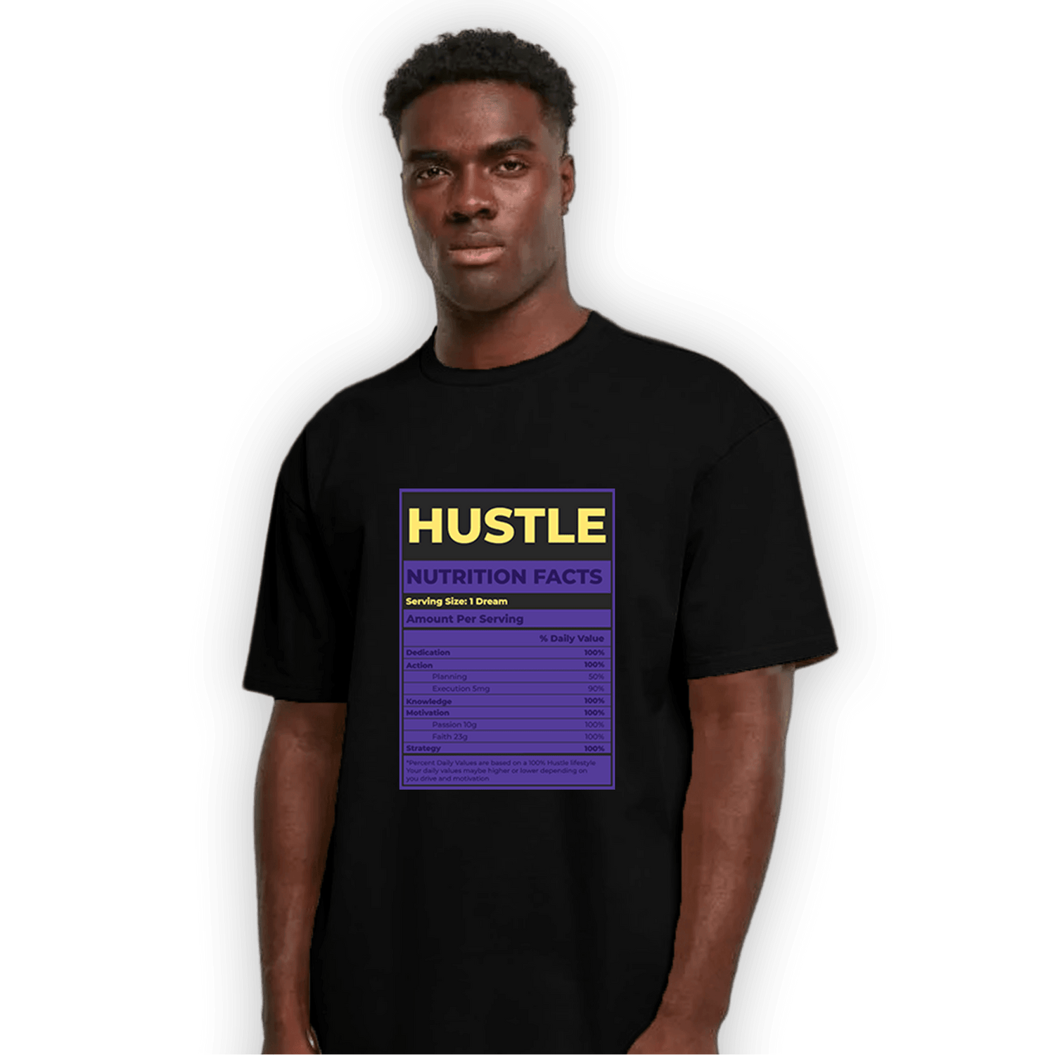 Field Purple 12s T Shirt Match Hustle Nutrition Facts - NastyJamz