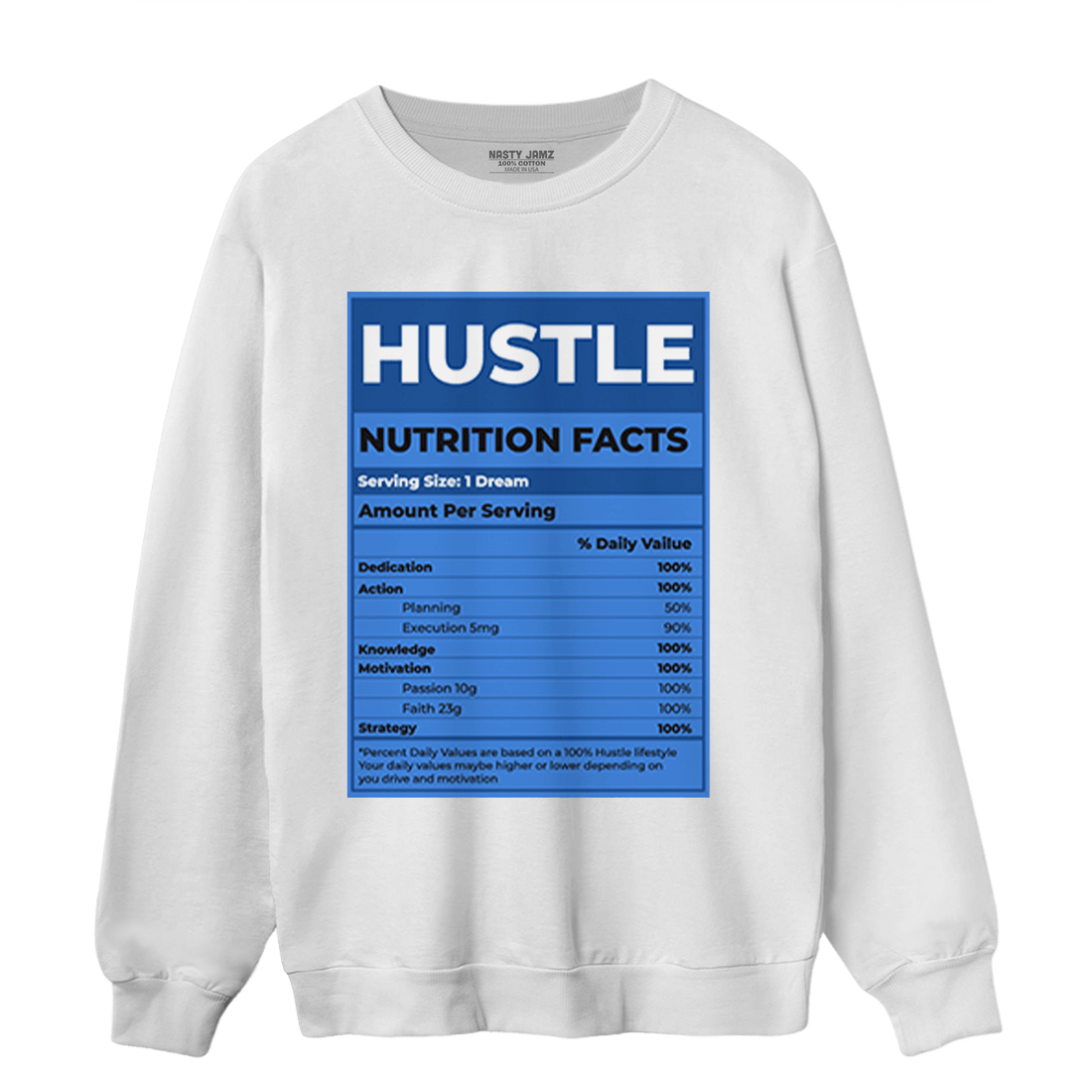 University Blue Toe 1s Sweatshirt Match Hustle Nutrition Facts - NastyJamz