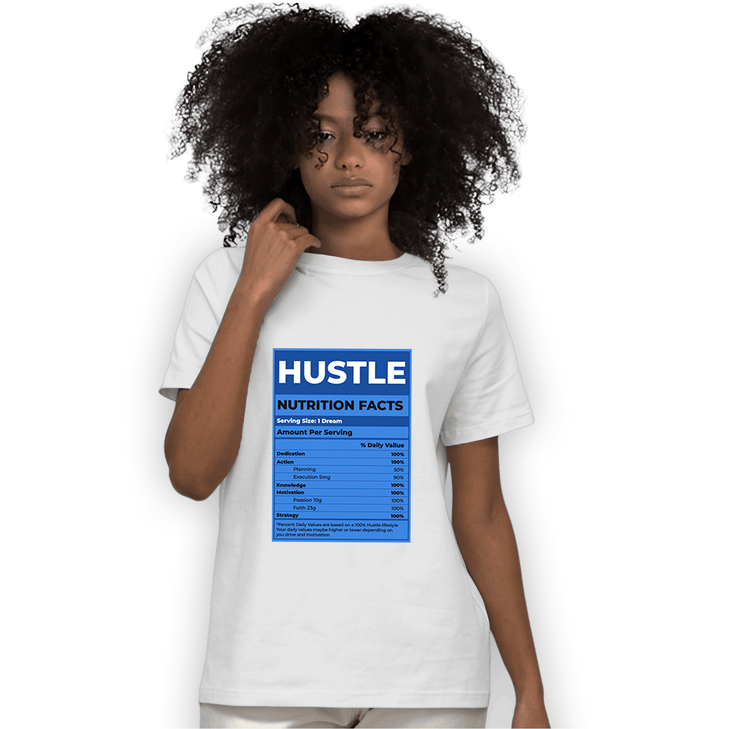 University Blue Toe 1s T Shirt Match Hustle Nutrition Facts - NastyJamz