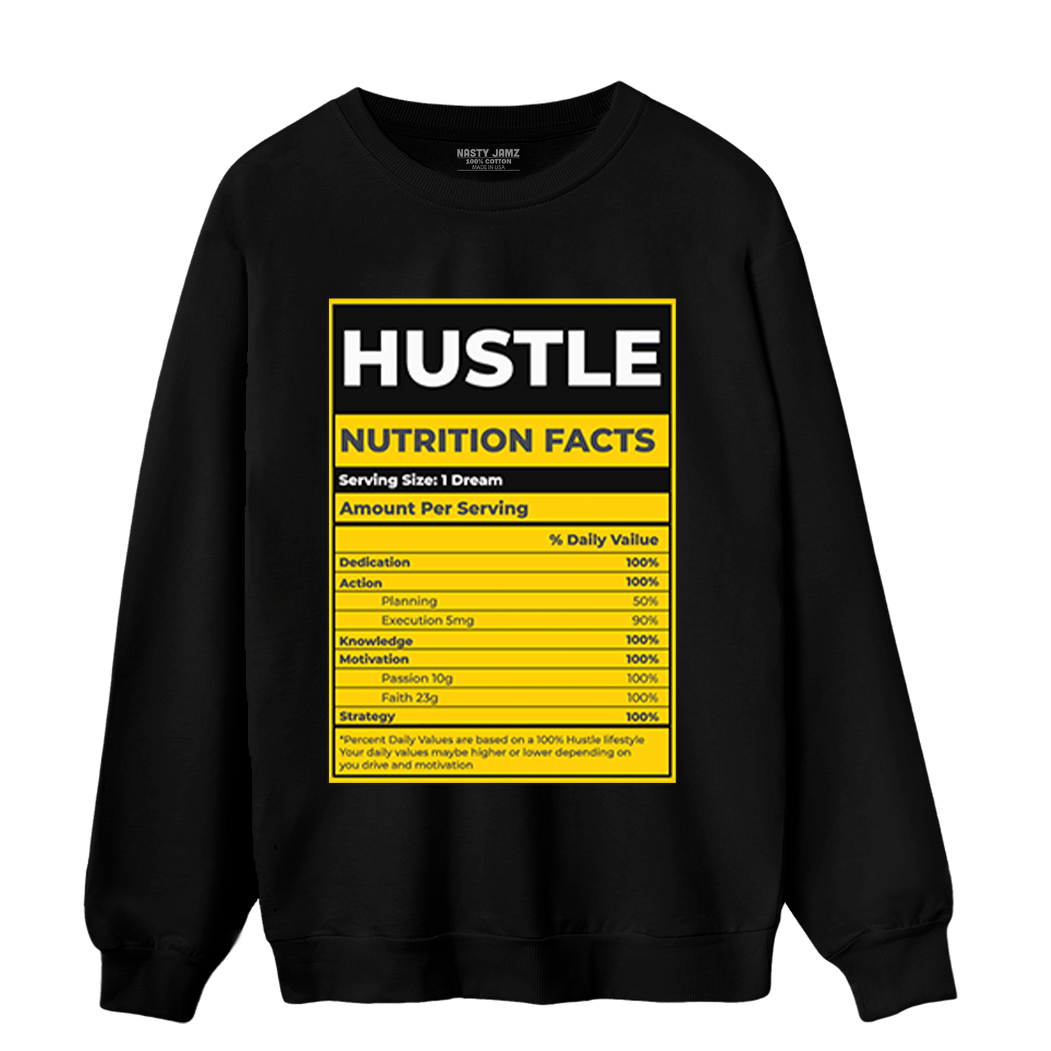Thunder 4s Sweatshirt Match Hustle Nutrition Facts - NastyJamz