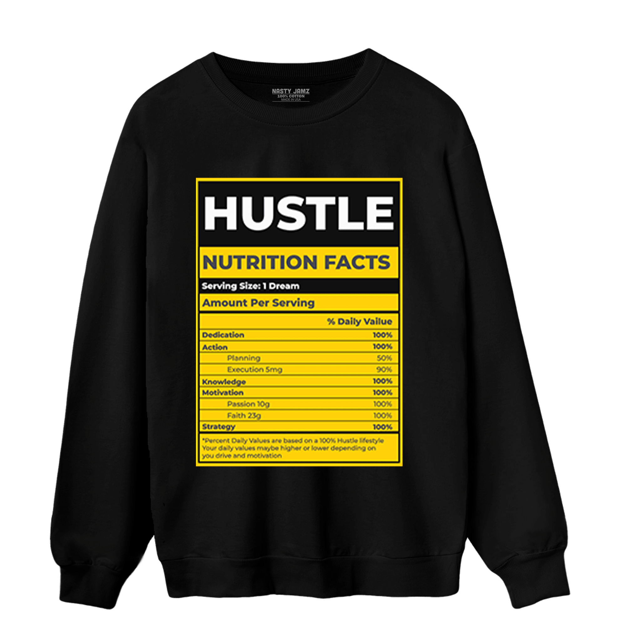Thunder 4s Sweatshirt Match Hustle Nutrition Facts - NastyJamz