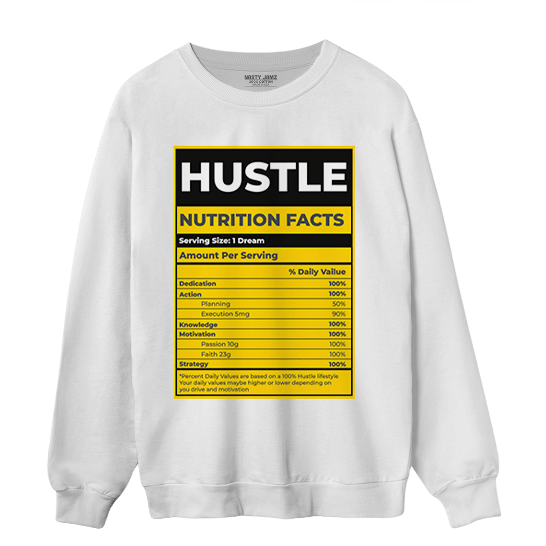 Thunder 4s Sweatshirt Match Hustle Nutrition Facts - NastyJamz