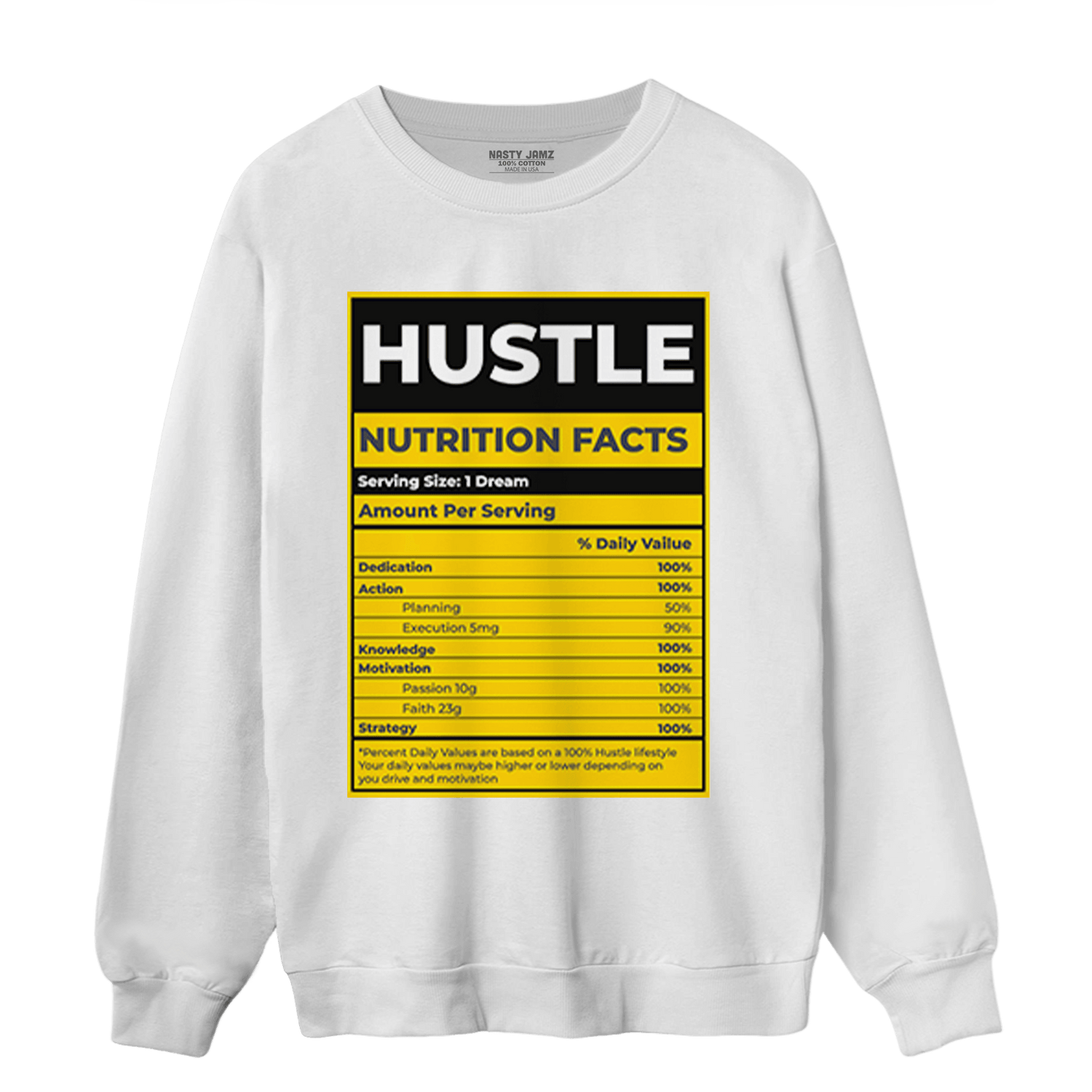 Thunder 4s Sweatshirt Match Hustle Nutrition Facts - NastyJamz