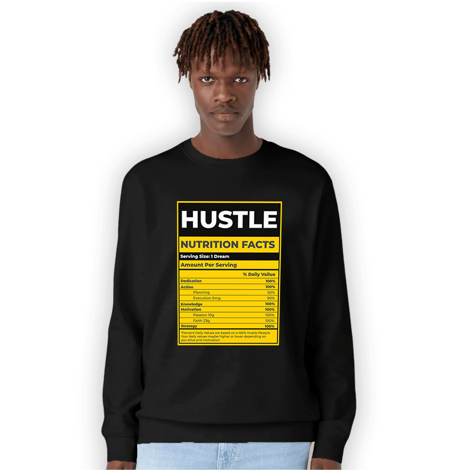 Thunder 4s Sweatshirt Match Hustle Nutrition Facts - NastyJamz