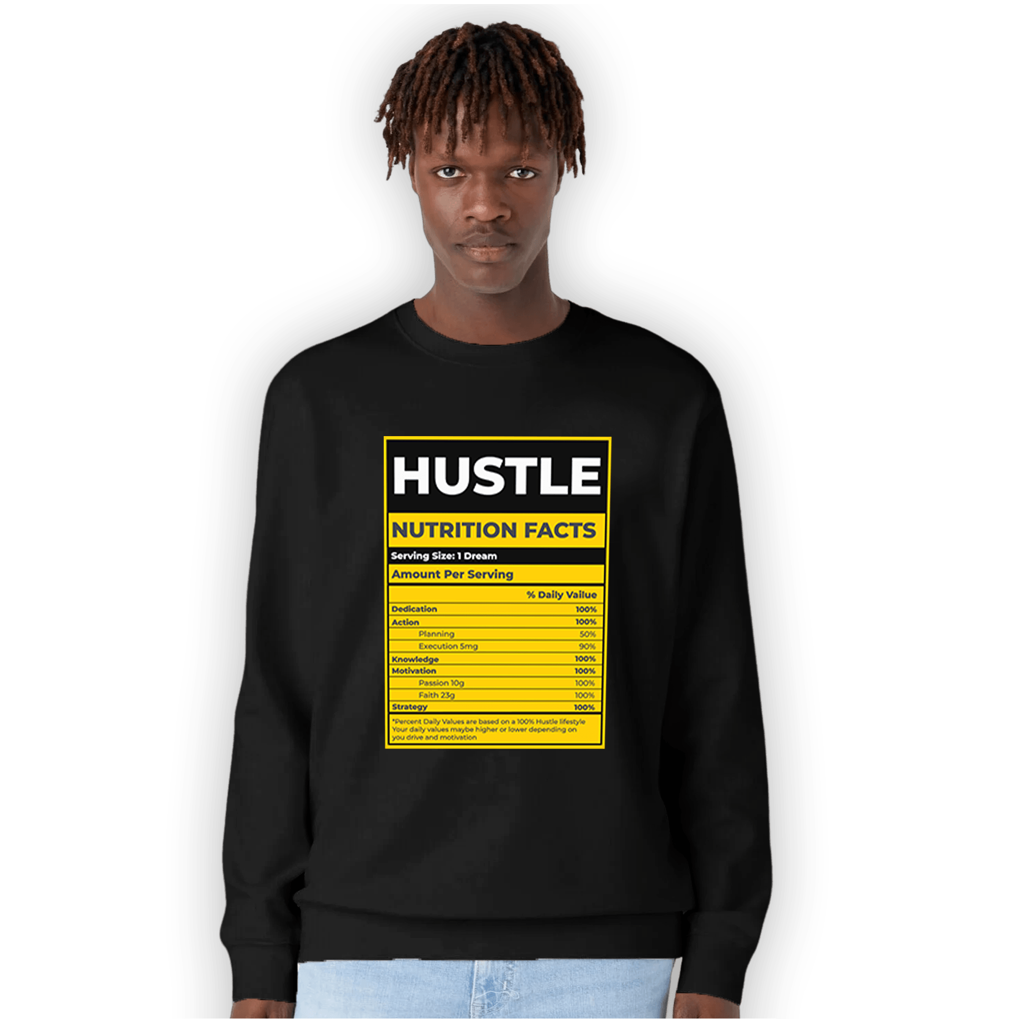 Thunder 4s Sweatshirt Match Hustle Nutrition Facts - NastyJamz
