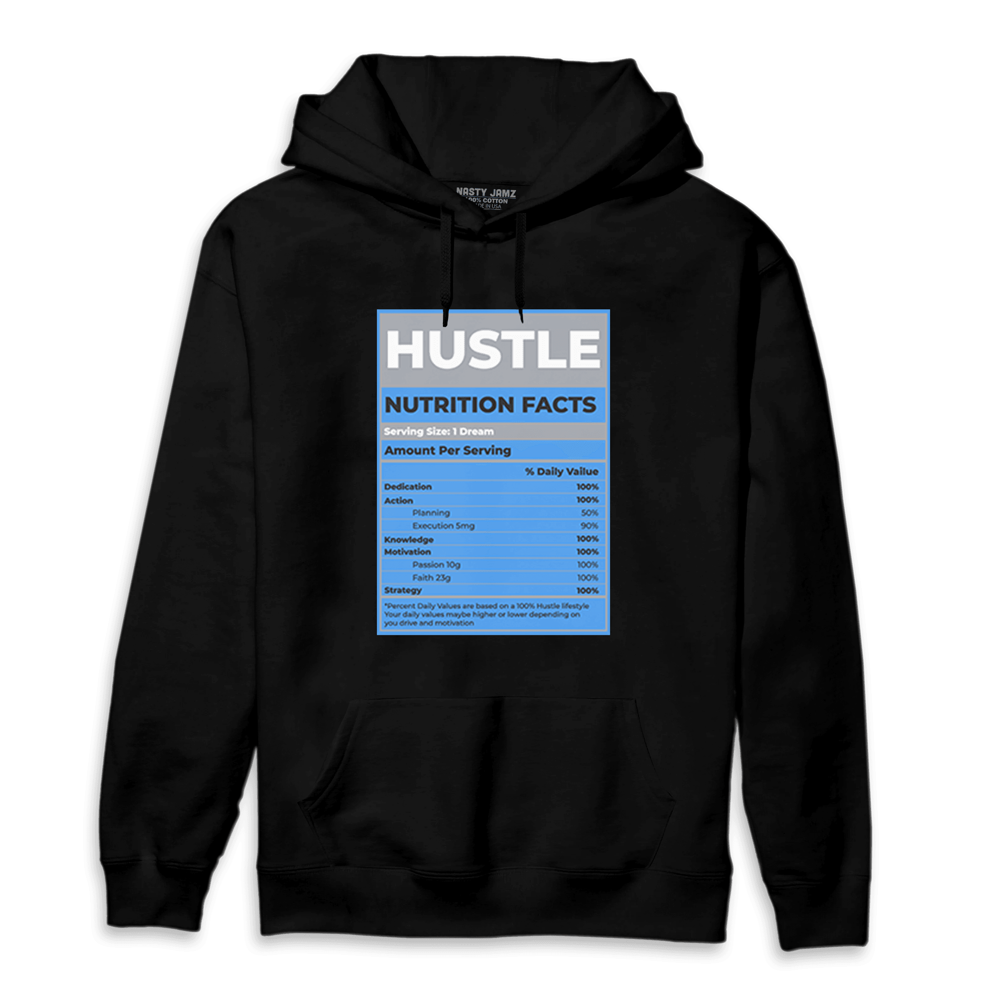 University Blue 5s Hoodie Match Hustle Nutrition Facts - NastyJamz